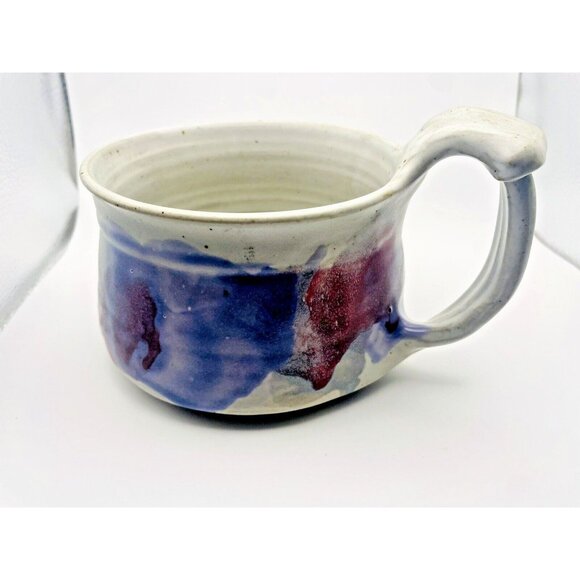 Buie Pottery Studio Gatlinburg TN Pink Blue Large Glazed Coffee Mug Signed - Picture 3 of 7